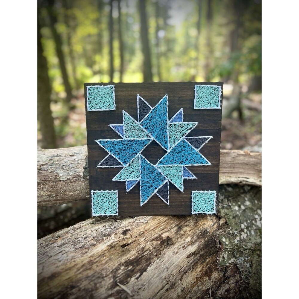 Handmade Geometric String Art Wall Hanging Blue Green
